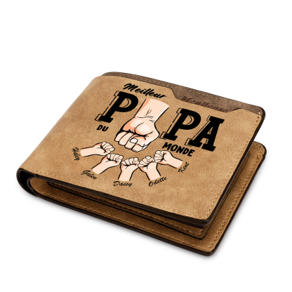 Portefeuille personnalisé pour papa avec prénoms gravés – Cadeau pratique et sentimental pour la fête des pères | Jessemade