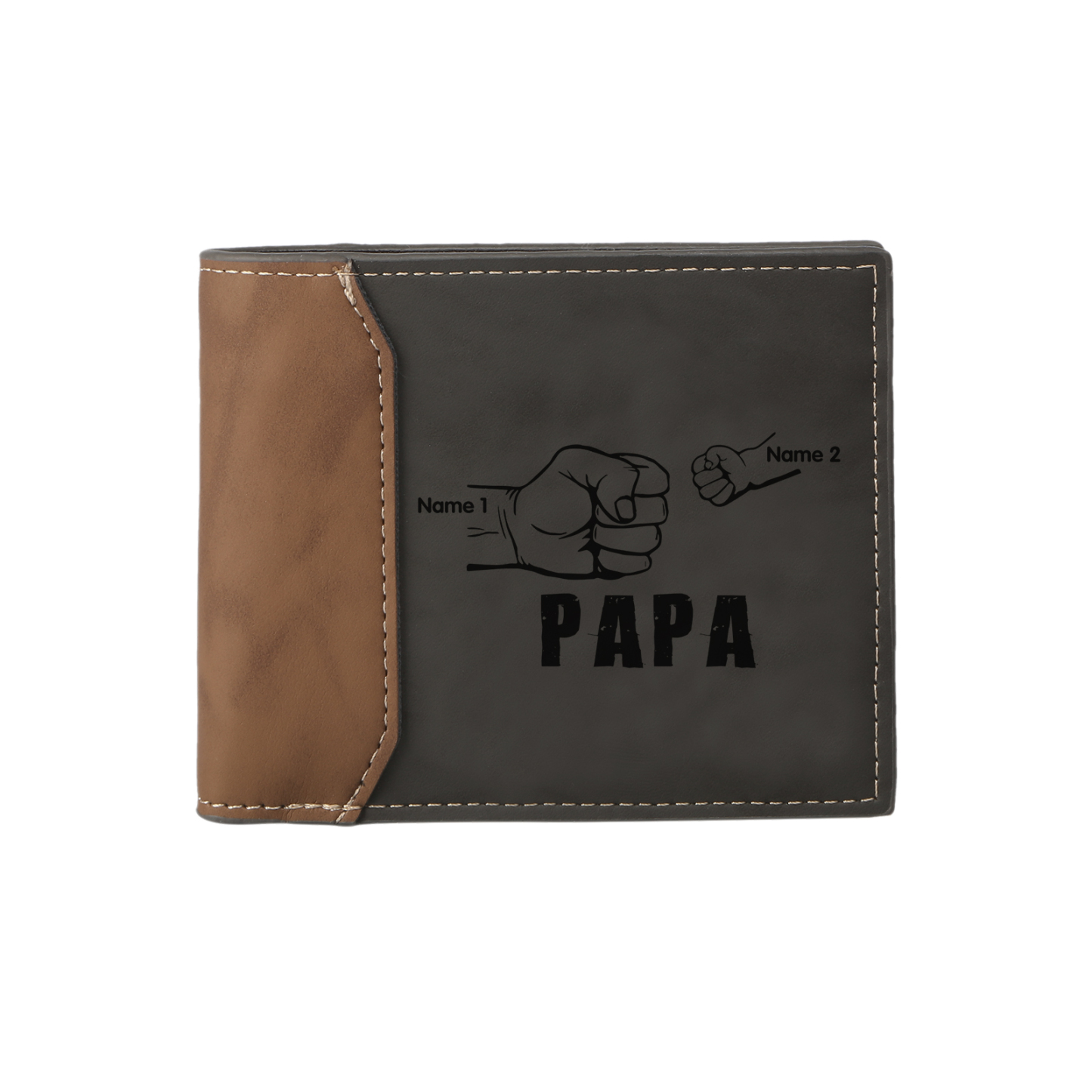 Coffret Cadeau 3PCS - Portefeuille Poings 2-5 Prénoms Personnalisés avec Photo et Ceinture et Carte - Cadeau pour Papa  | Jessemade