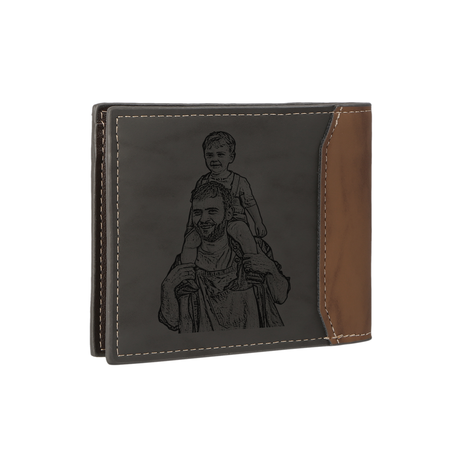 Coffret Cadeau 3PCS - Portefeuille Photo Personnalisés avec 4 Prénoms et Poings avec Ceinture et Carte - Cadeau pour Papa  | Jessemade