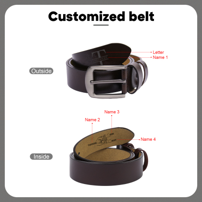 Coffret Cadeau 3PCS - Portefeuille Photo Personnalisés avec 3 Prénoms et Poings avec Ceinture et Carte - Cadeau pour Papa  | Jessemade