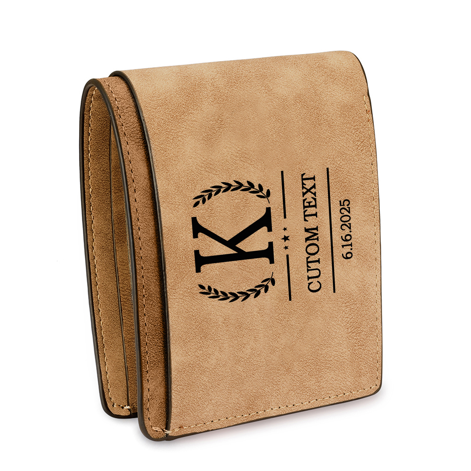 Portefeuille Homme Lettre Texte et Année Personnalisés avec Photo Porte-Monnaie en Cuir Cadeau Pratique pour Homme | Jessemade