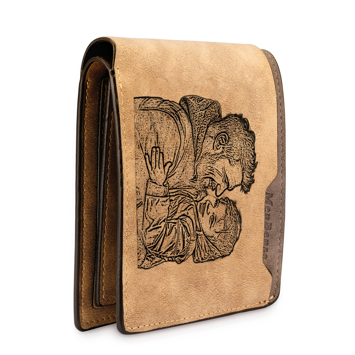 Portefeuille Homme Lettre Texte et Année Personnalisés avec Photo Porte-Monnaie en Cuir Cadeau Pratique pour Homme | Jessemade