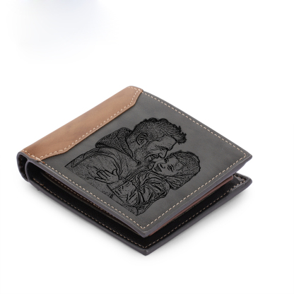 Portefeuille personnalisé avec 1 photo-Monnaie Carte Classique Homme Cadeau pour Père | Jessemade
