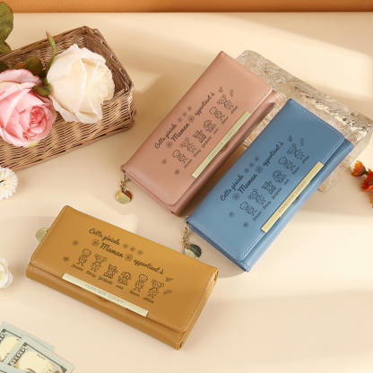 À Maman -Portefeuille Personnalisé long en cuir PU avec 6 Dessins Enfant et 6 Prénoms Porte-monnaie pour Maman | Jessemade