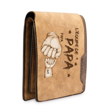 À mon Papa-Portefeuille avec Gravure Poings Personnalisés 2 Prénoms | Jessemade