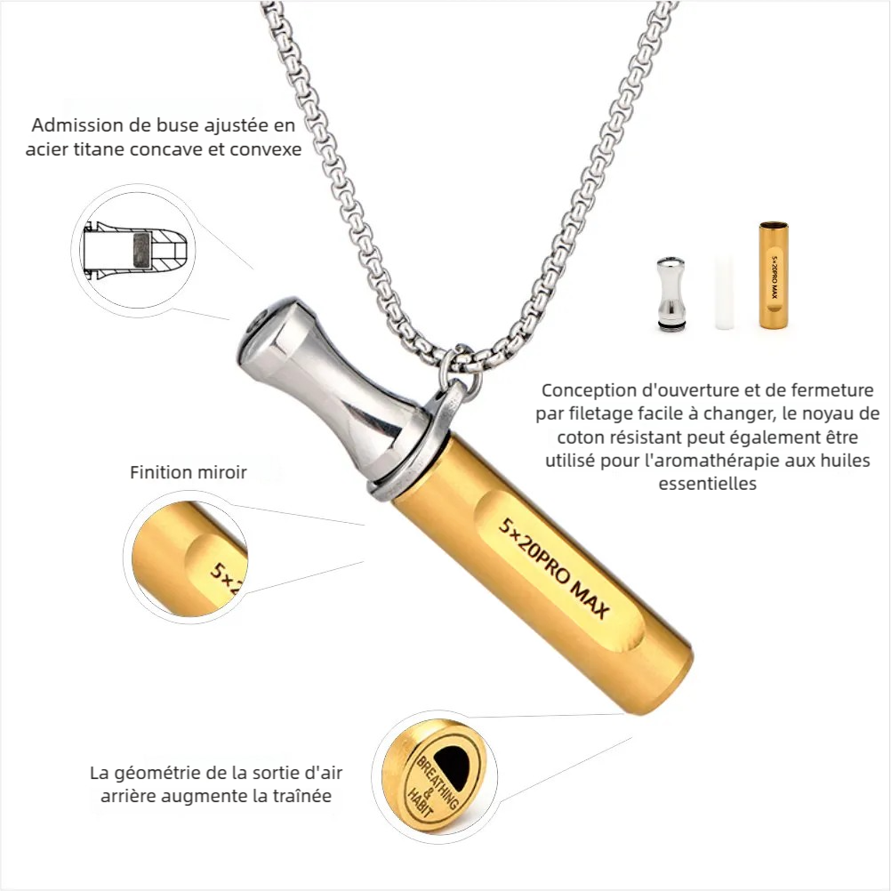 Collier de Respiration en Acier Inoxydable pour Soulager l'Anxiété