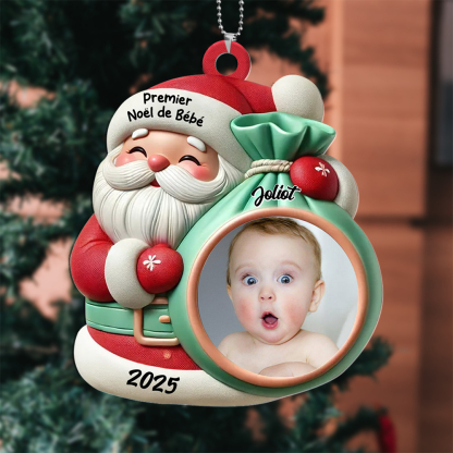 Décoration sapin Noël - Père Noël Photo Bébé Personnalisée