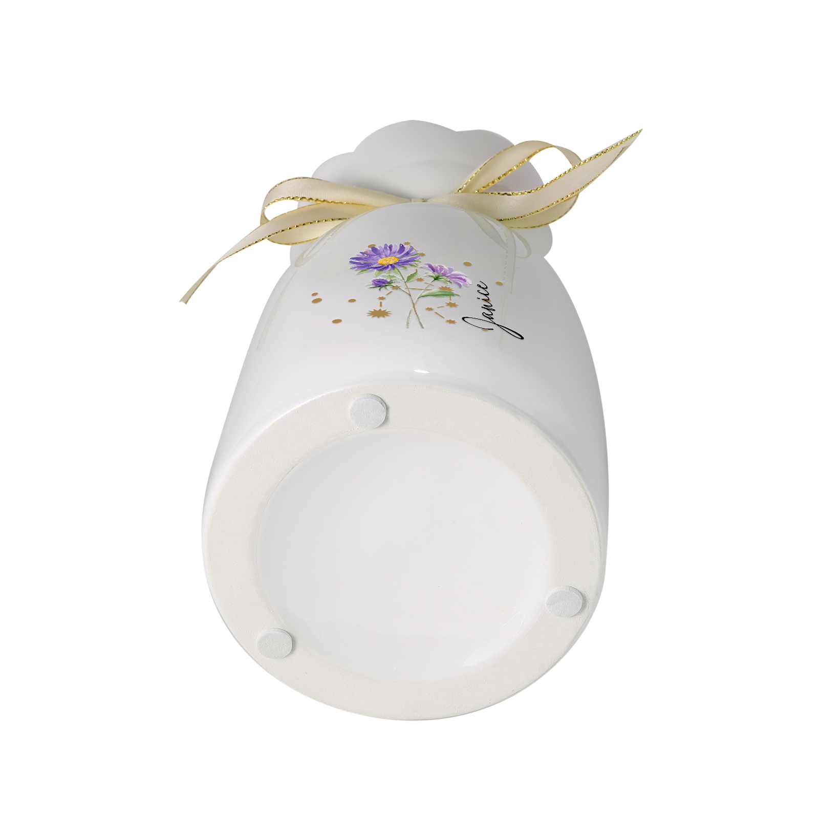 Vase Personnalisé en Céramique avec Fleur de Naissance et Prénom, Décoration Élégante, Idée Cadeau pour Femme, Maman ou Mamie