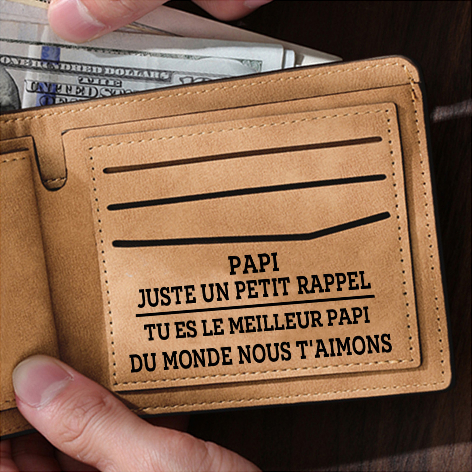 À mon Papi - Portefeuille Personnalisé avec 1-6 Prénoms et 1 Texte Cadeau Fête des Grands-Pères pour  Meilleur Papi du Monde | Jessemade