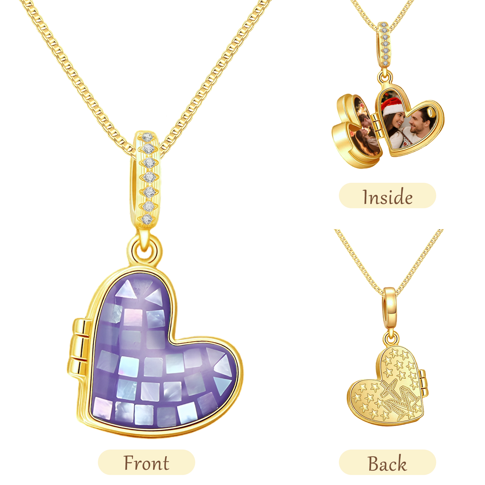 Collier Médaillon Cœur Personnalisé avec Photo pour Elle