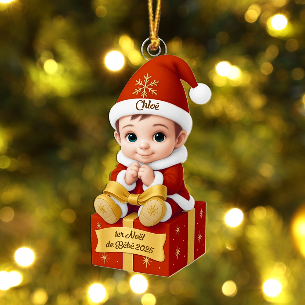 Décoration Sapin Noël Personnalisée – Bébé sur Cadeau pour 1er Noël