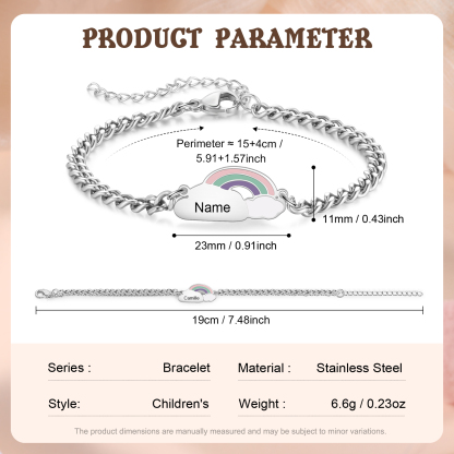 Bracelet prénom nuage arc-en-ciel personnalisé mère & fille