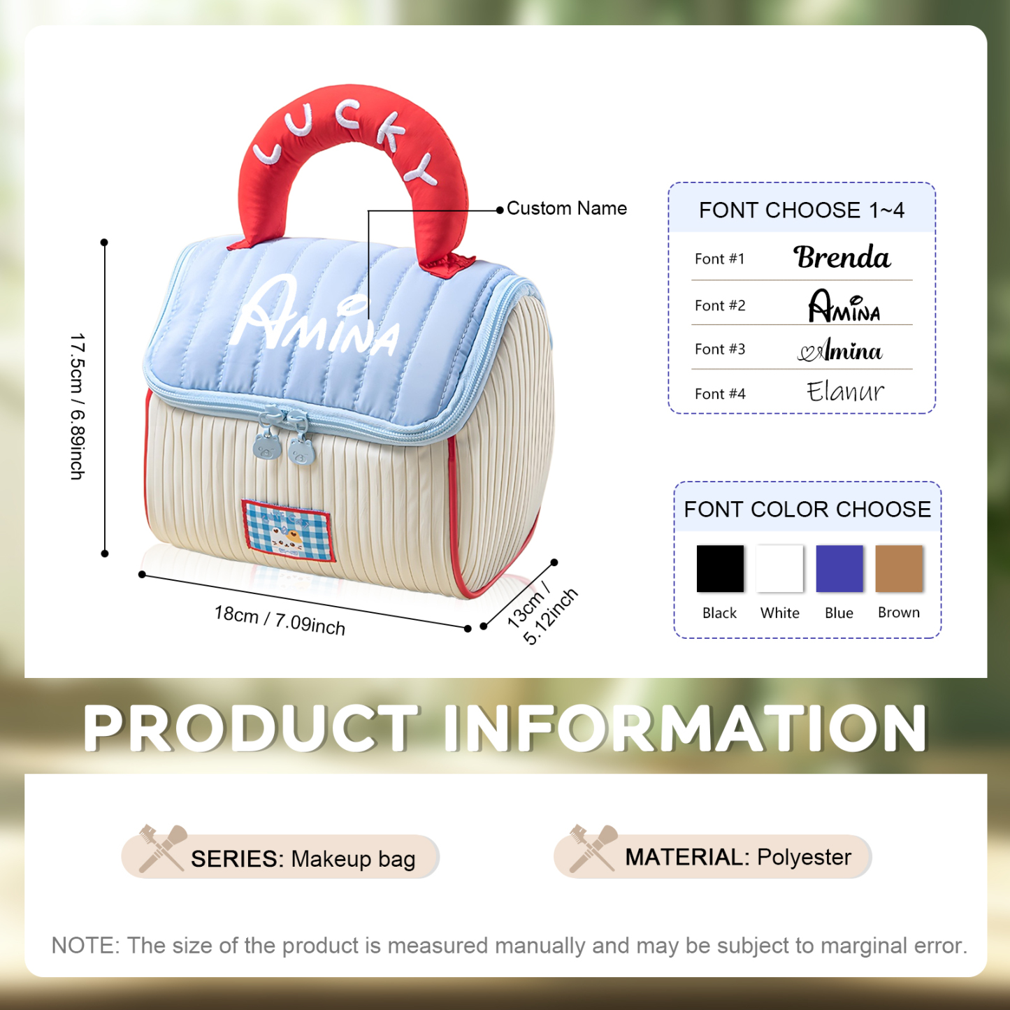 Trousse de Maquillage Personnalisable 1 Prénom Choix Police Couleur pour Femme | Jessemade