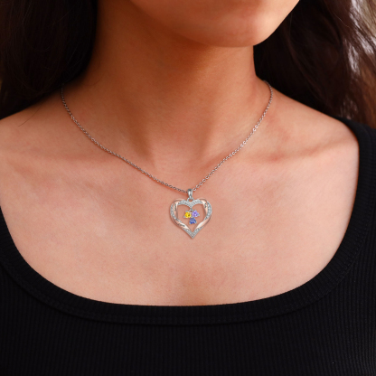 Collier Cœur Bicolore Personnalisé avec Pierre de Naissance