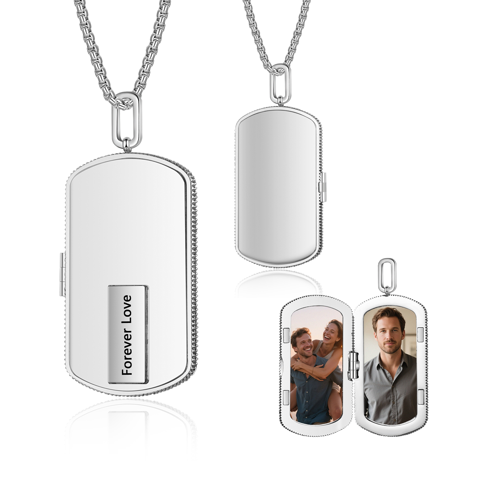 Collier médaillon photo personnalisable acier inoxydable