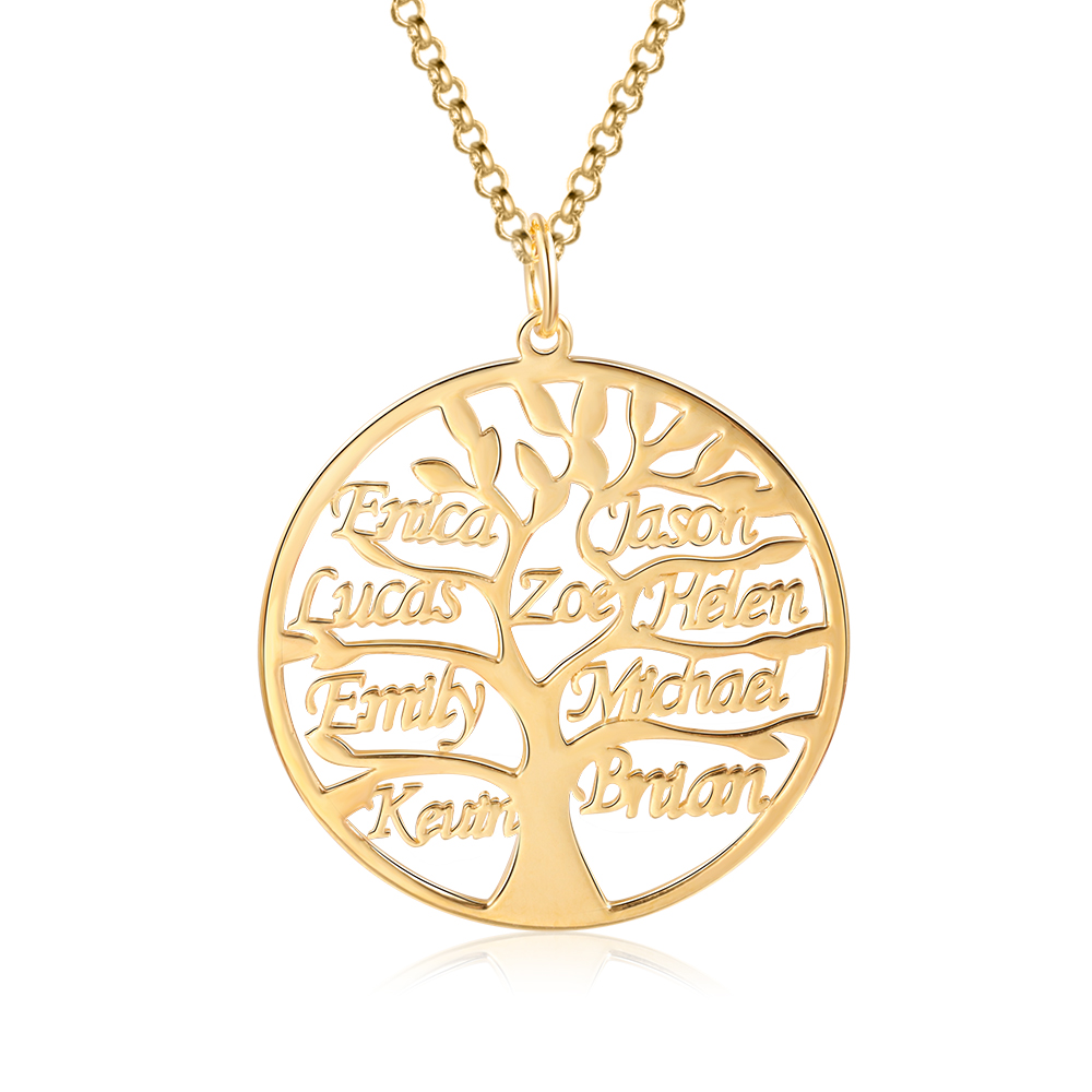 Collier Argent Arbre de vie Arbre généalogique 9 prenoms