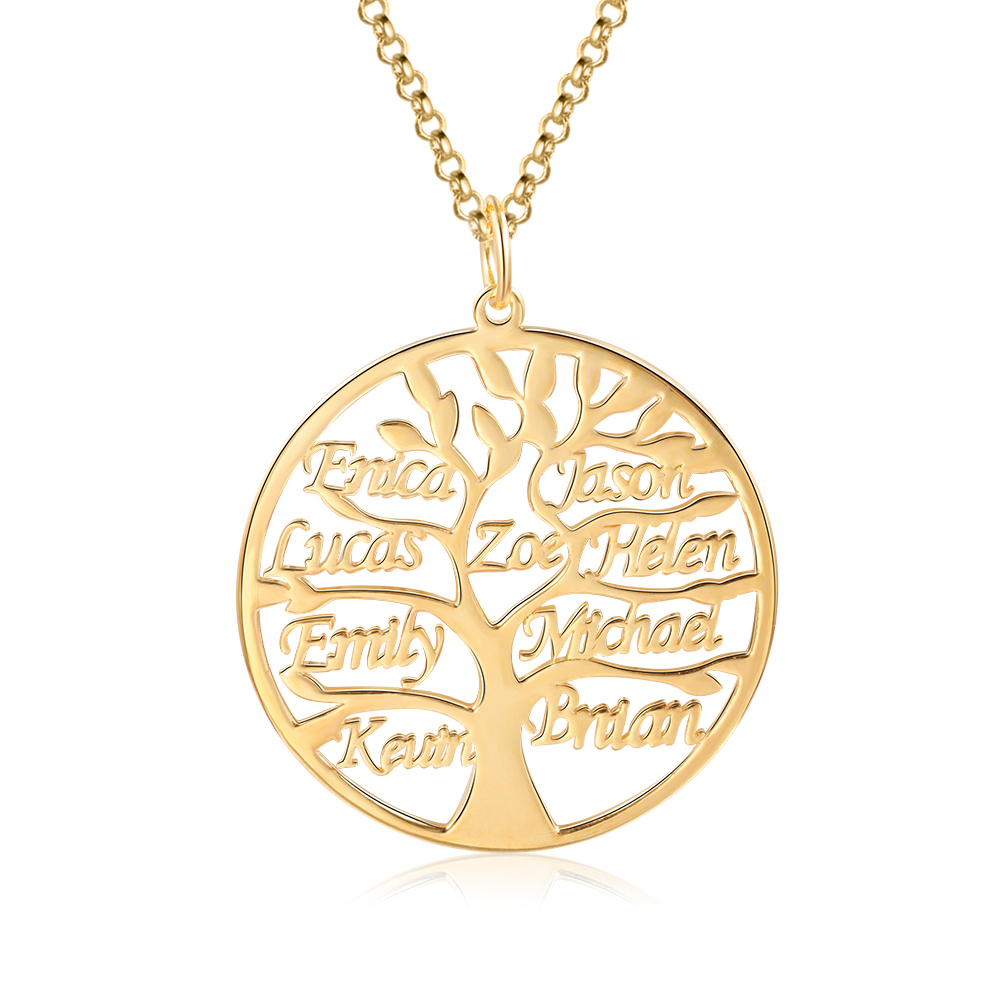 Collier Argent Arbre de vie Arbre généalogique 9 prenoms