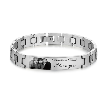 Bracelet Photo Personnalisé avec 2 Prénoms pour Homme｜Jessemade