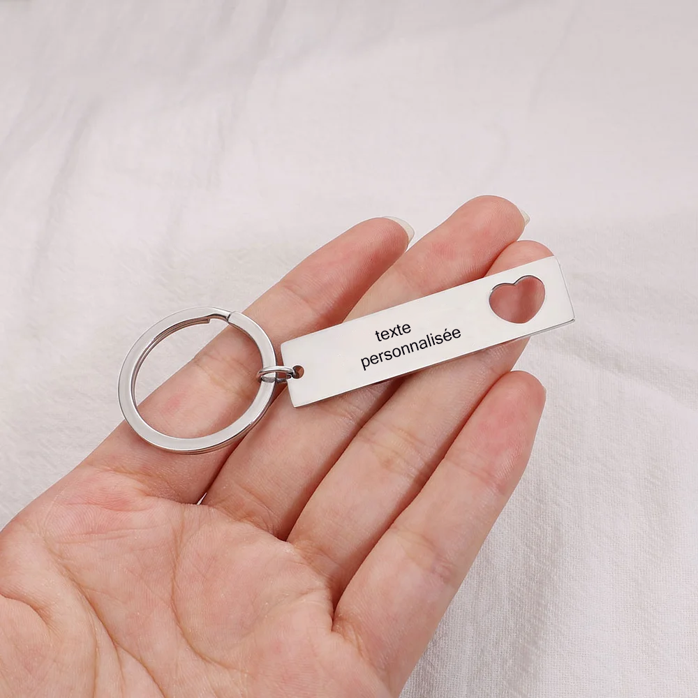 Collier et Porte-Clés Combinaison 2 lettres personnalisé avec texte pour couple