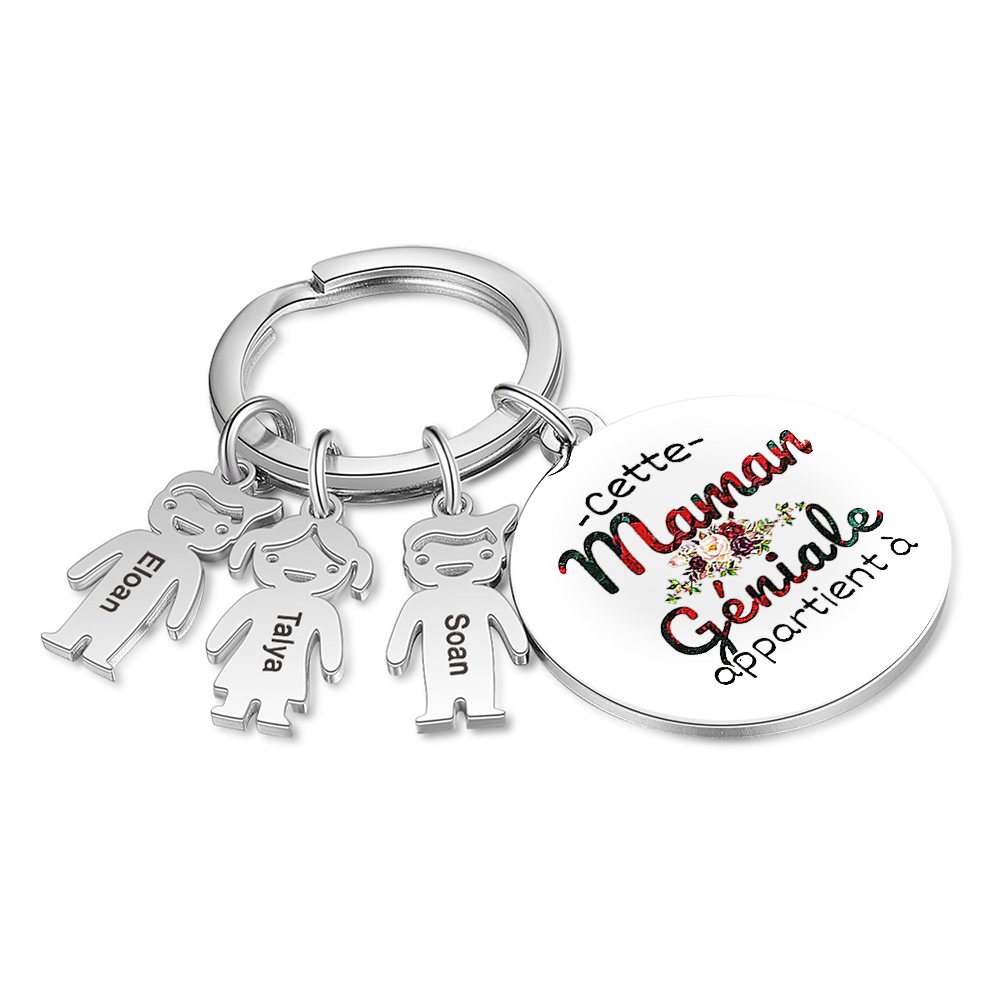 À Ma Maman - 1-5 Noms Porte-Clés Personnalisés Avec Breloques Enfants