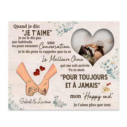 Cadre en Bois 2 Prénoms Personnalisés avec Photo pour Couple Cadeau Saint Valentin