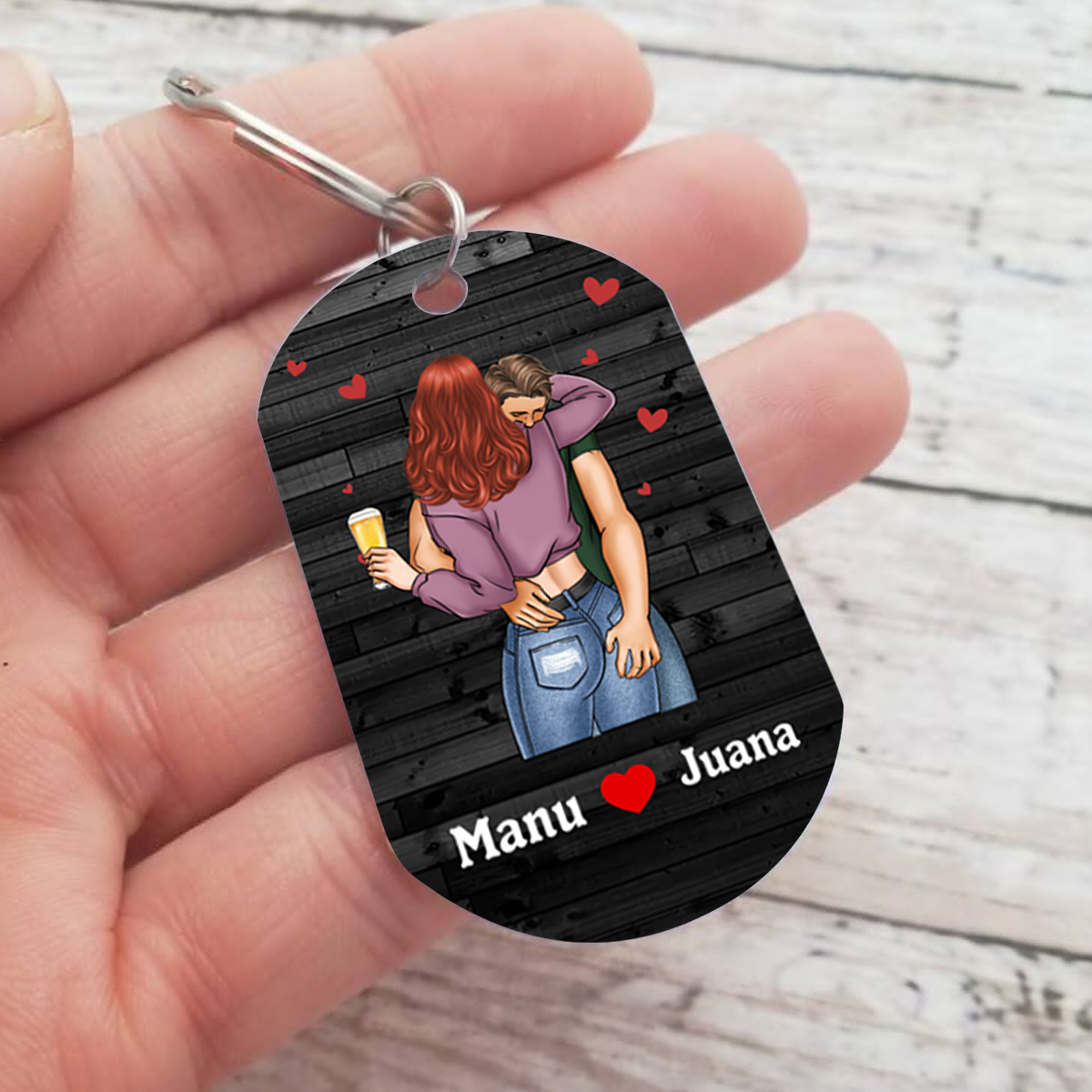 Porte-Clés 2 Prénoms Personnalisés pour Couple