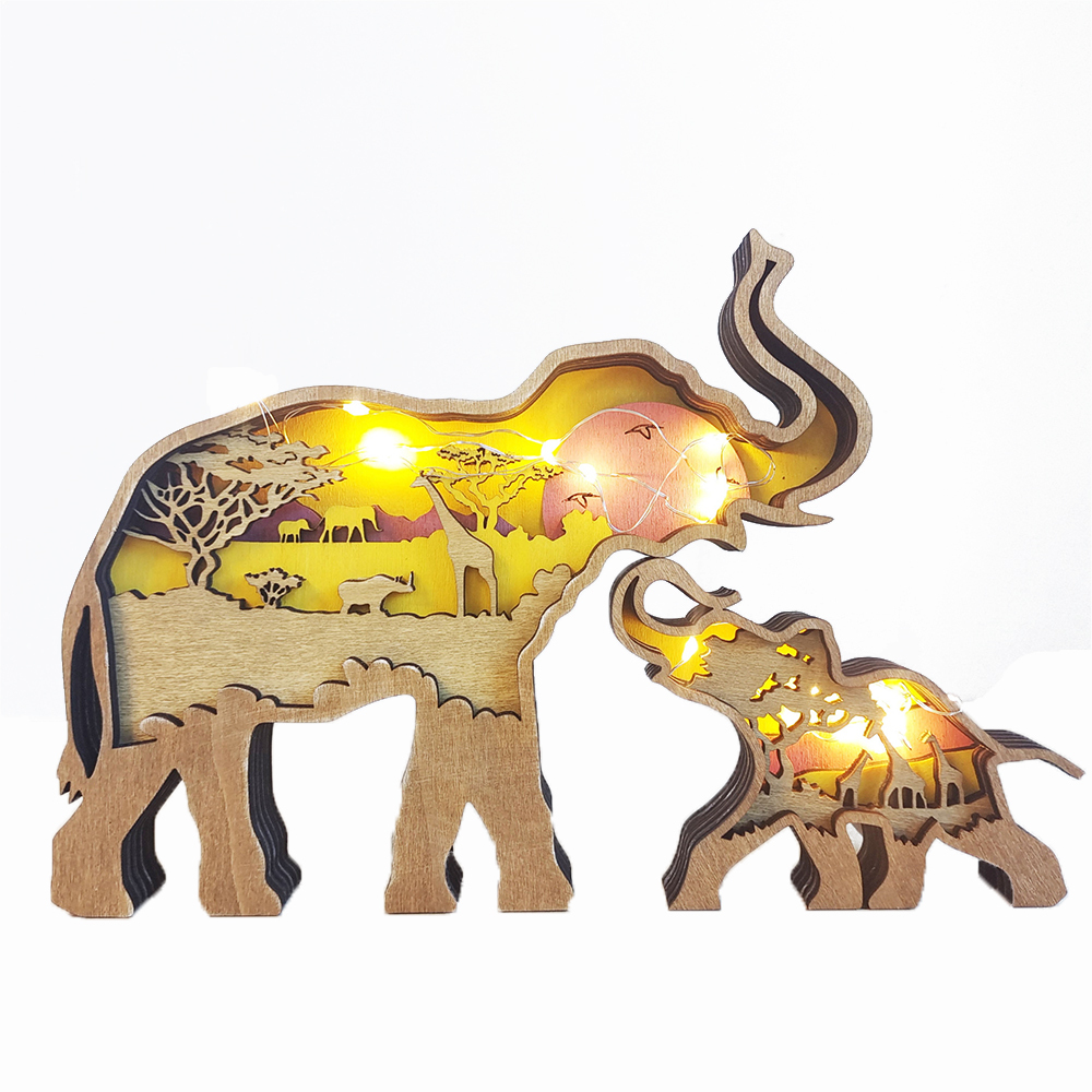 Bibelot En bois en Forme Eléphant sculpture 2 texte Personnalisé