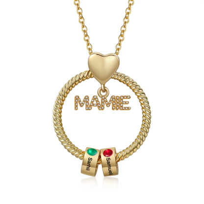 À ma Mamie - Collier personnalisé avec 2 Prénoms et Pierre de naissance  Collier pendentif Or/Argent｜Jessemade