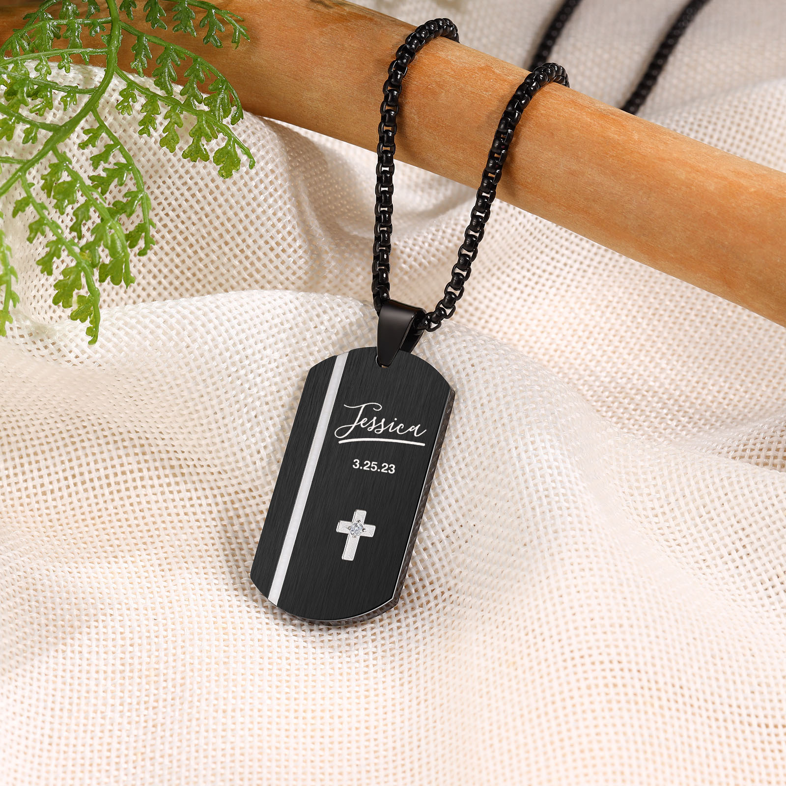 Collier 1 Prénom et Texte Personnalisés avec Date