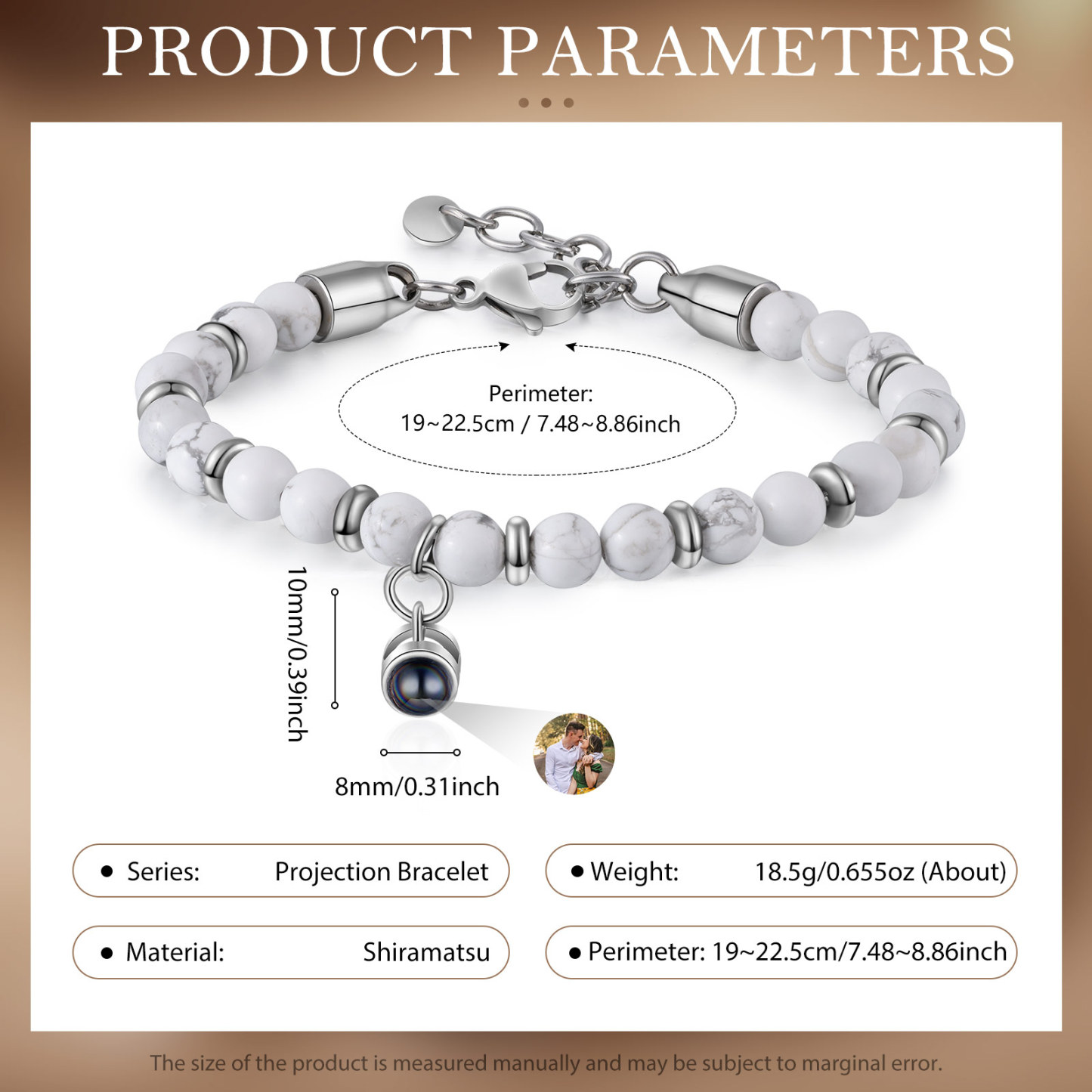 Bracelet Homme Projection de Pierres Photo Personnalisée