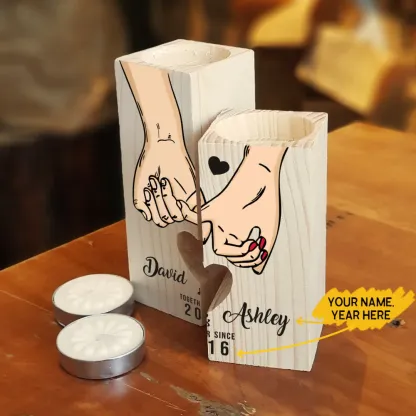 Bougeoirs en Bois promesse pinky sans bougie