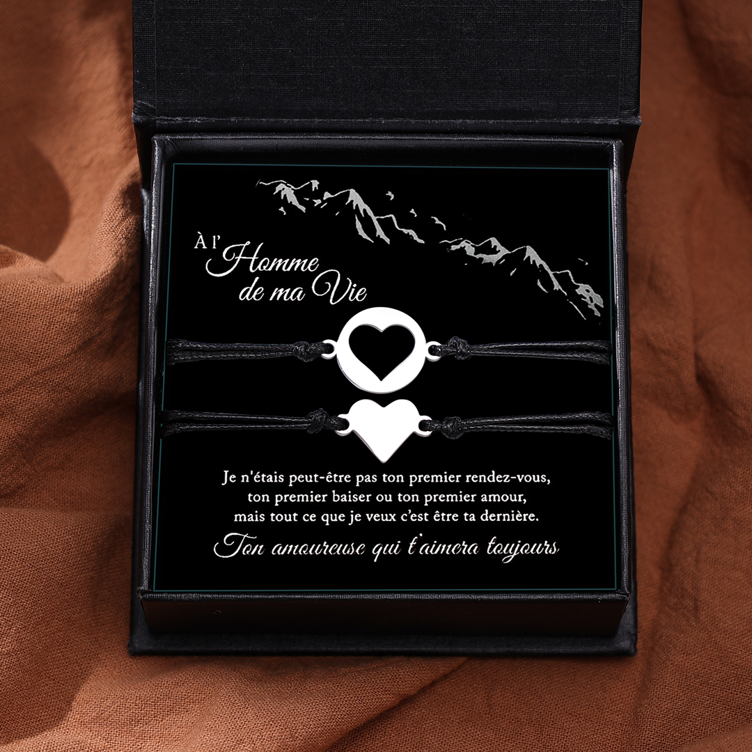 À mon Homme - 2PCS Ensemble de Bracelets Cœur pour Couple