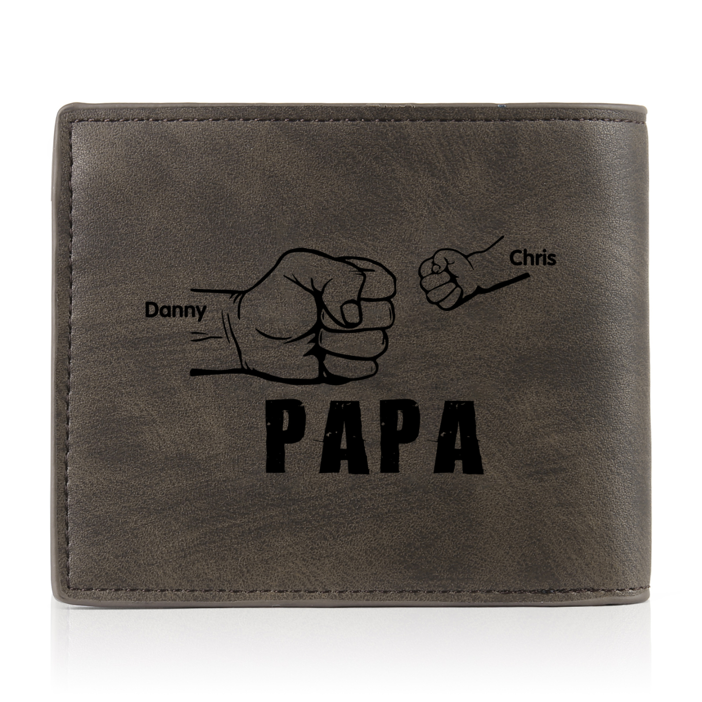 À mon Papa - Portefeuille Poings 2 Prénoms Personnalisés avec Photo Classique Homme Porte-Monnaie Carte