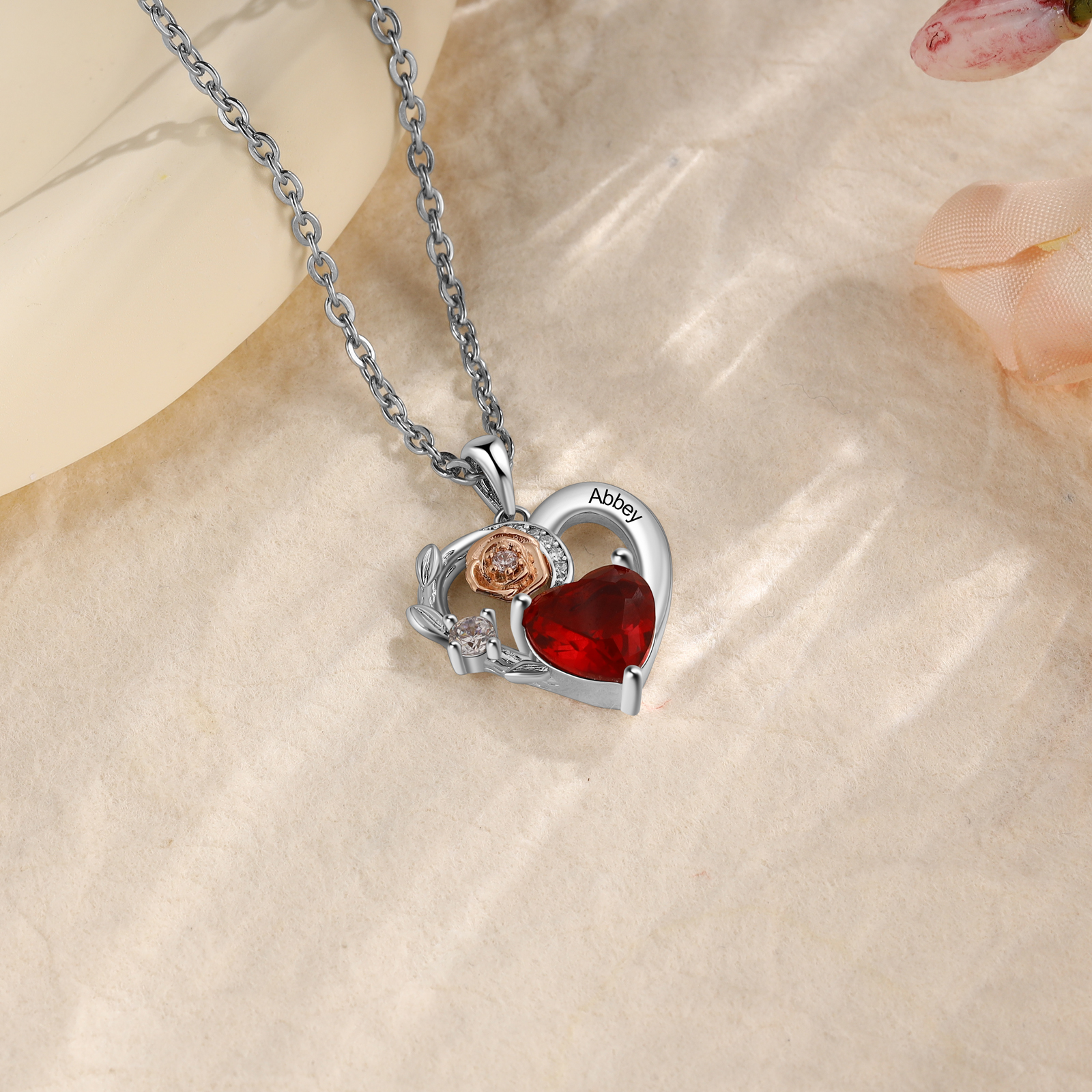 Collier Photo Personnalisable En Cristal Cœur - Cadeau Pour Femme, Mère, épouse - Gravure Laser, Chaîne Argent Ajustable