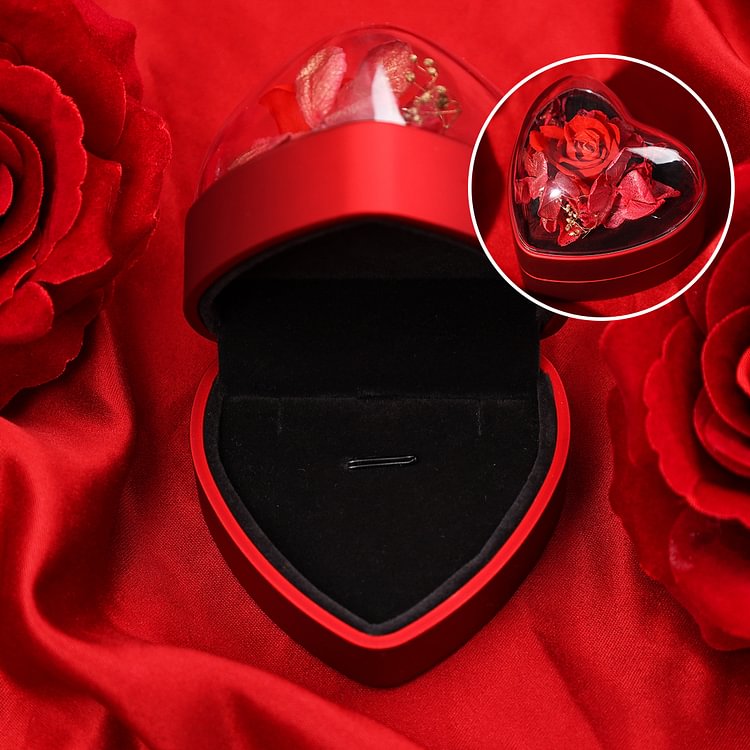 Boîte en Forme de Cœur Cadeau de Boîte à Bijoux Rose Enchantée