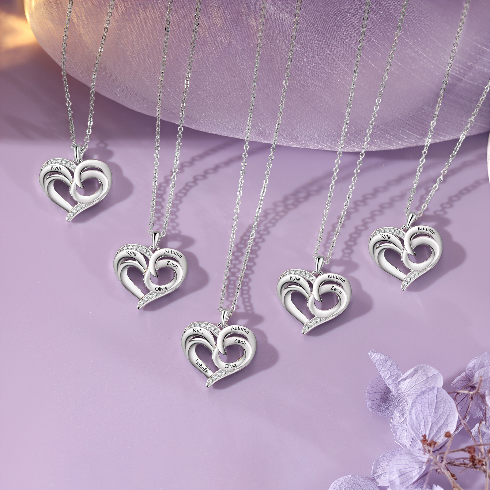 Collier Cœur 2 Prénoms Personnalisé