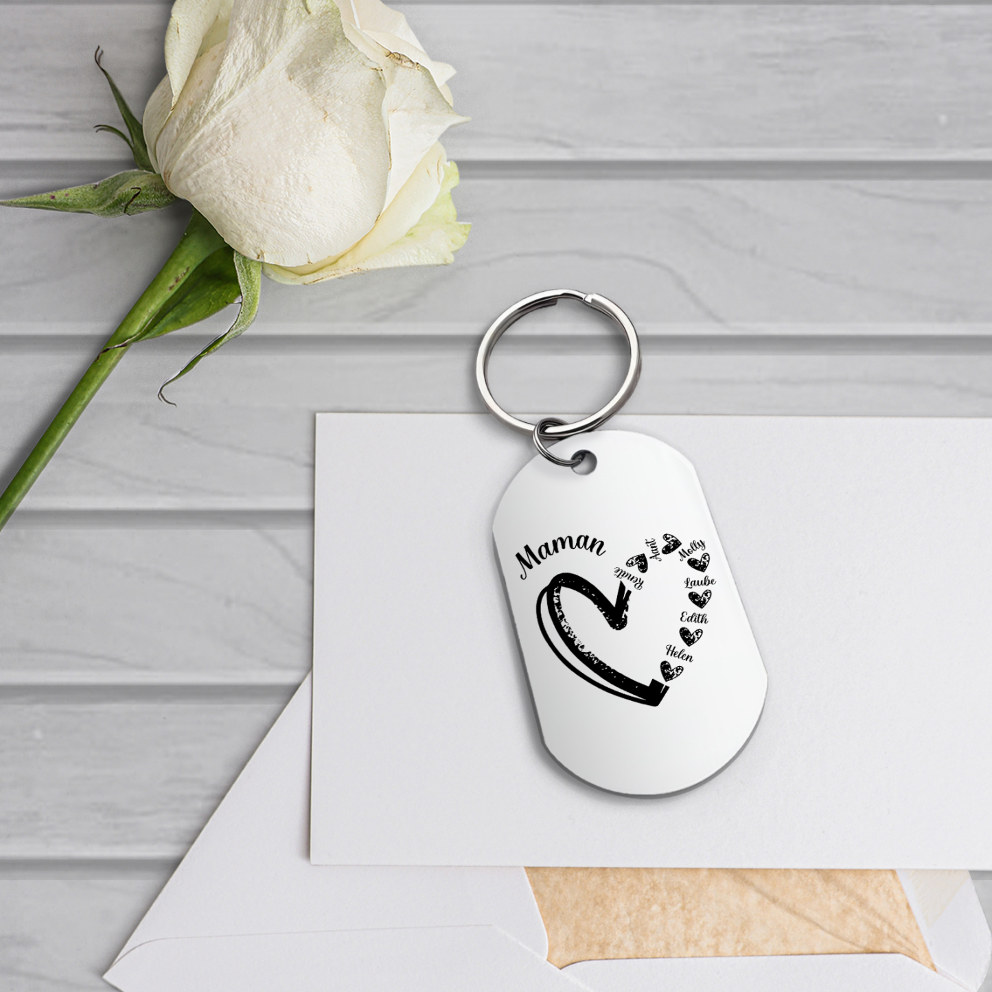 À Ma Maman - Porte-Clés Cœur 2-7 Noms Personnalisés