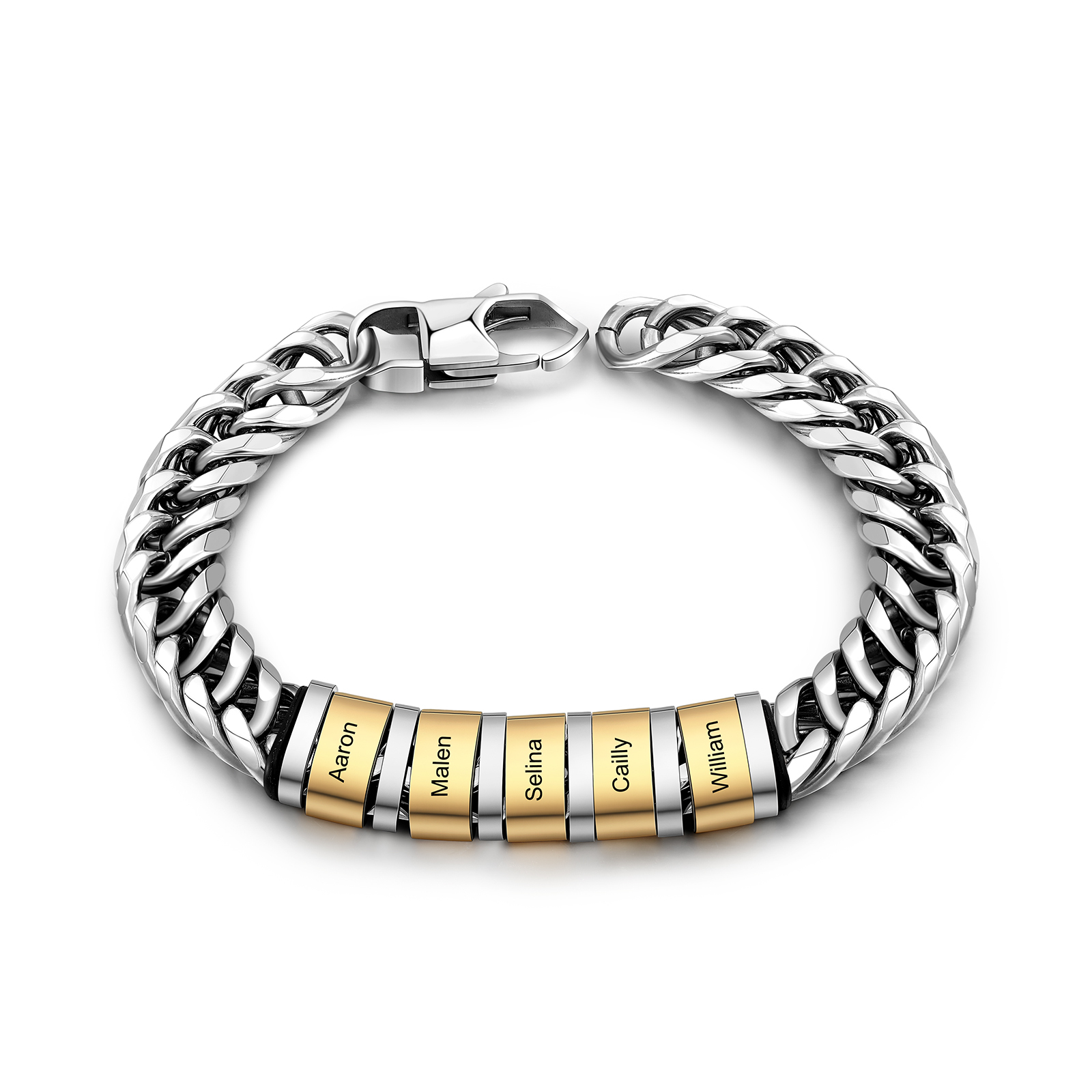 Bracelet personnalisé acier inoxydable avec 1 à 6 prénoms gravés, chaîne élégante | Jessemade
