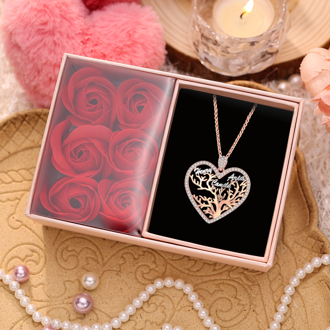 Collier Pendentif Arbre de vie Arbre généalogique 1-6 Prénoms | Jessemade