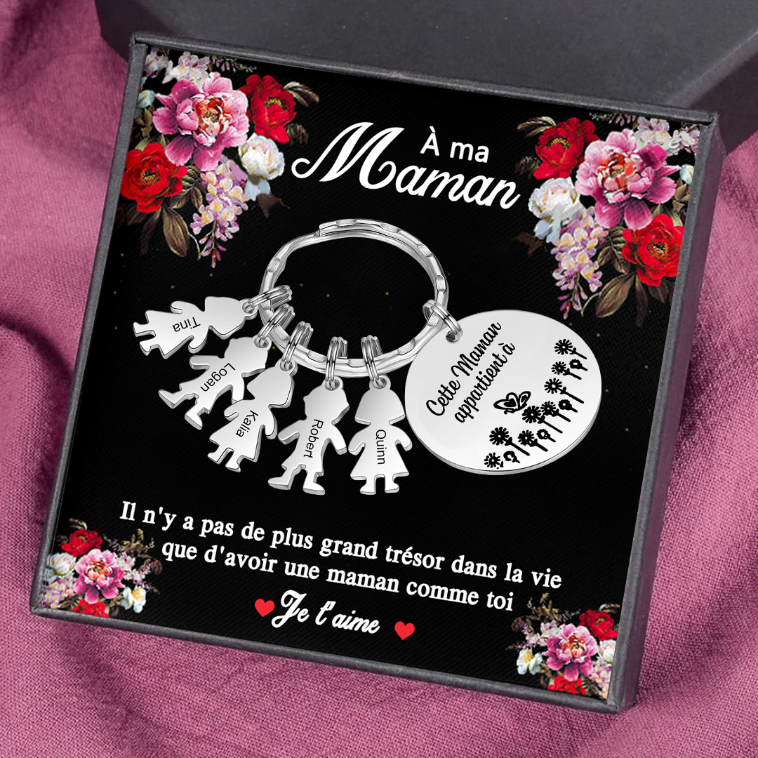 À Ma Maman - 1-5 Noms Porte-Clés Personnalisés Avec Breloques Enfants