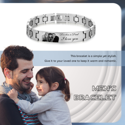 Bracelet Photo Personnalisé avec 2 Prénoms pour Homme｜Jessemade