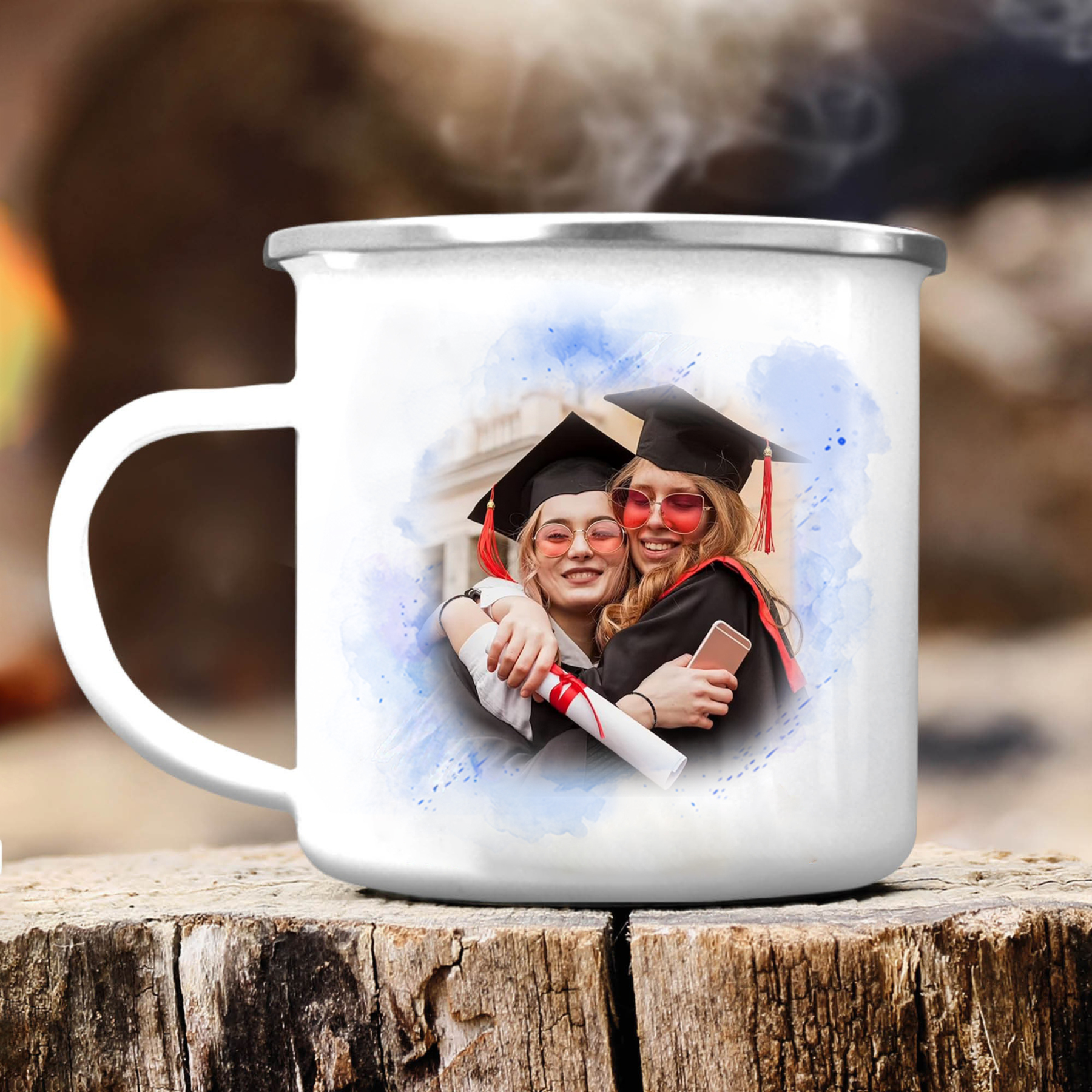 Tasse émaillée Diplômé 1 Prénom et Photo Personnalisés avec Année et Texte Cadeau de remise des diplômes