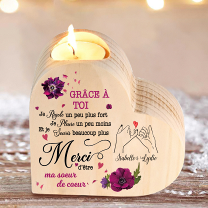 Jessemade FR À Ma Meilleure Amie - Bougeoir en Bois sans bougie 2 Prénoms Personnalisé