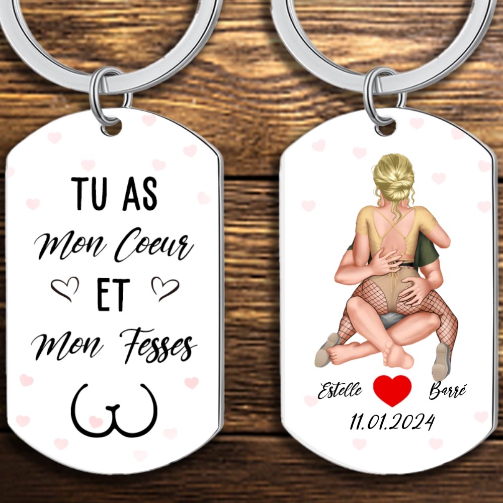 Porte-Clés 2 Prénoms Personnalisés avec Date Cadeau pour Couple Saint-Valentin | Jessemade