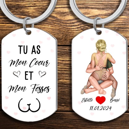 Porte-Clés 2 Prénoms Personnalisés avec Date Cadeau pour Couple Saint-Valentin | Jessemade
