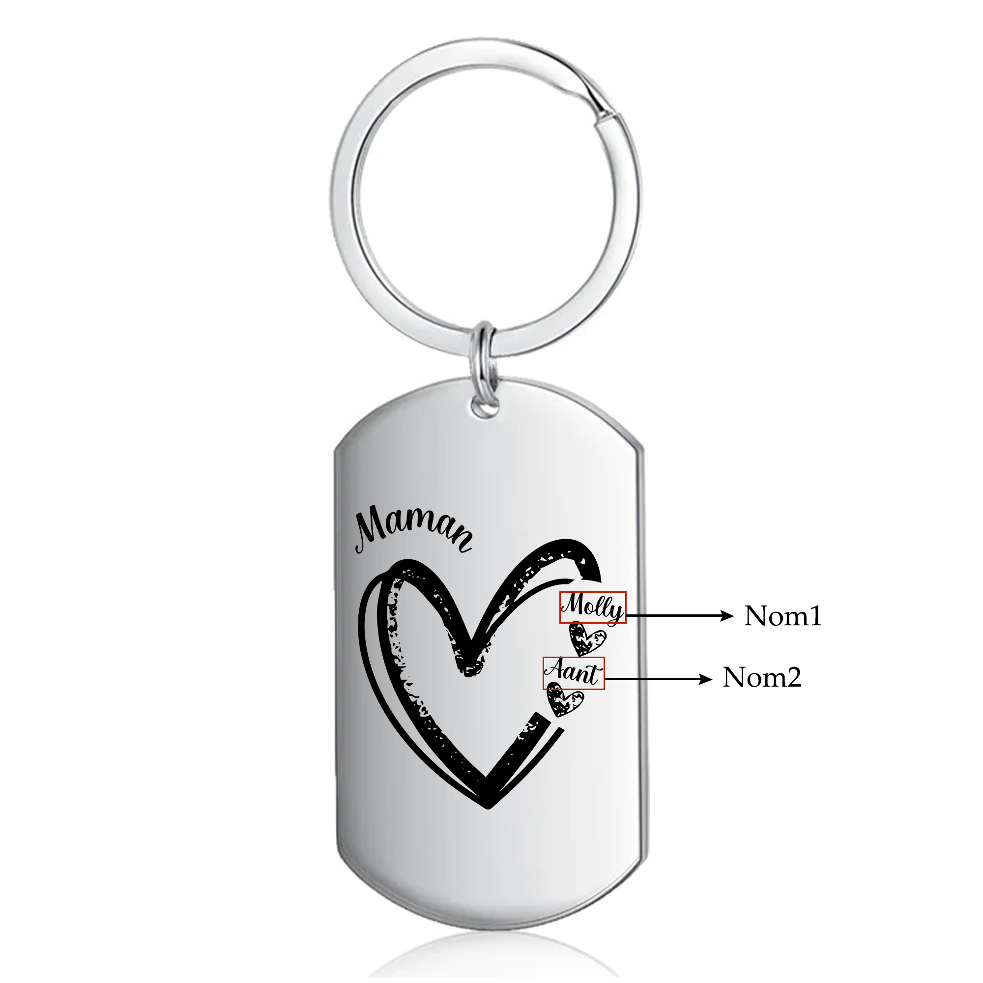 À Ma Maman - Porte-Clés Cœur 2-7 Noms Personnalisés