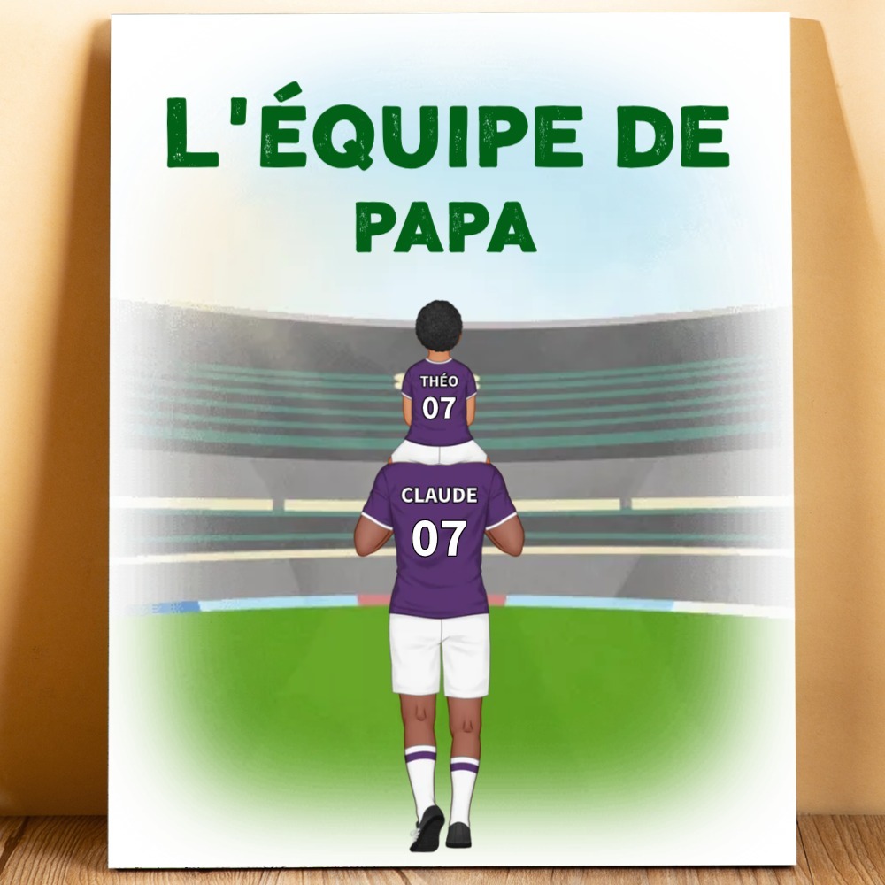À Mon Papa-Cadre en Bois l'équipe de Football de Papa 2-9 Prénoms Personnalisés avec Texte | Jessemade