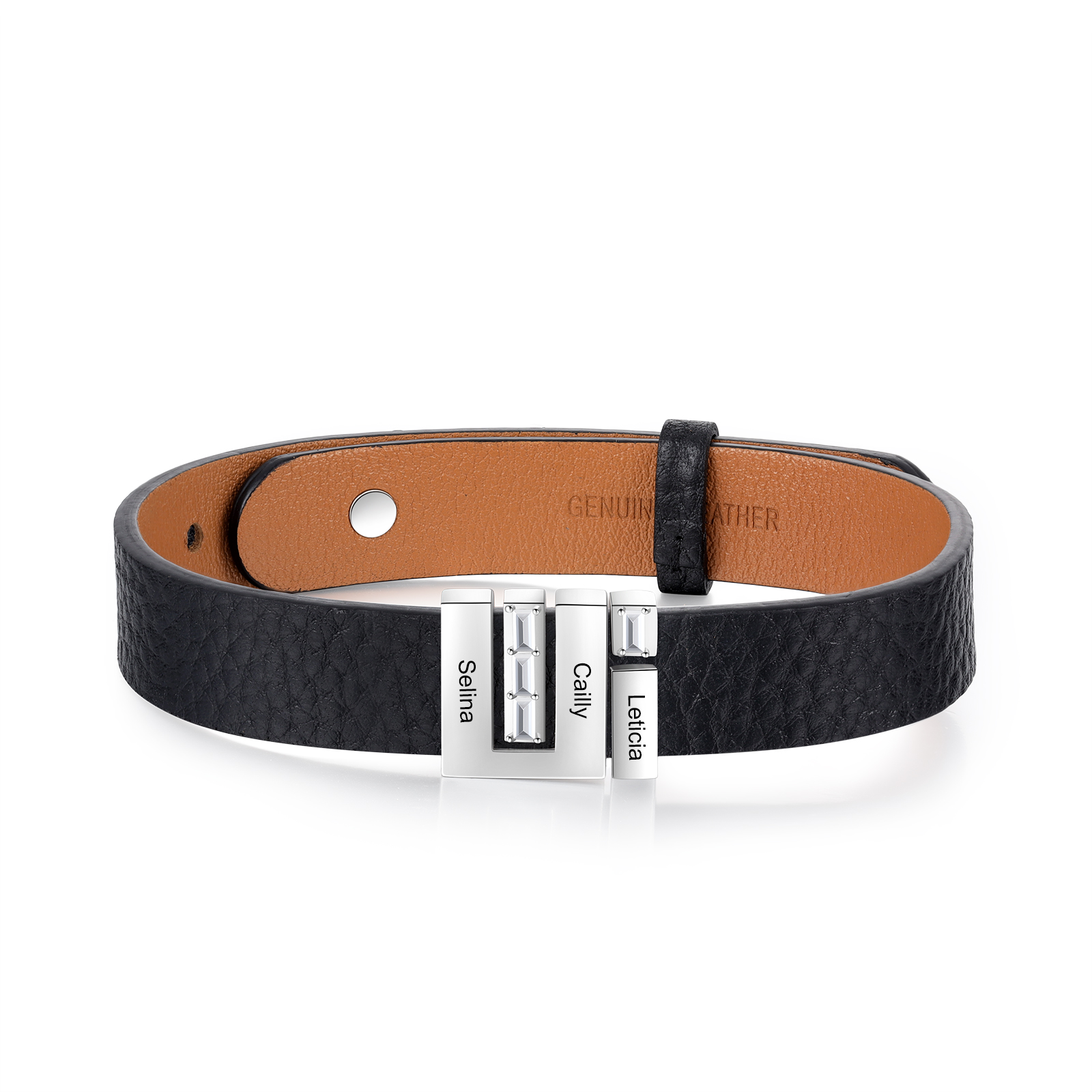 Bracelet Homme Personnalisé en Acier Inoxydable | Gravure de 3 Noms | Cadeau Unique