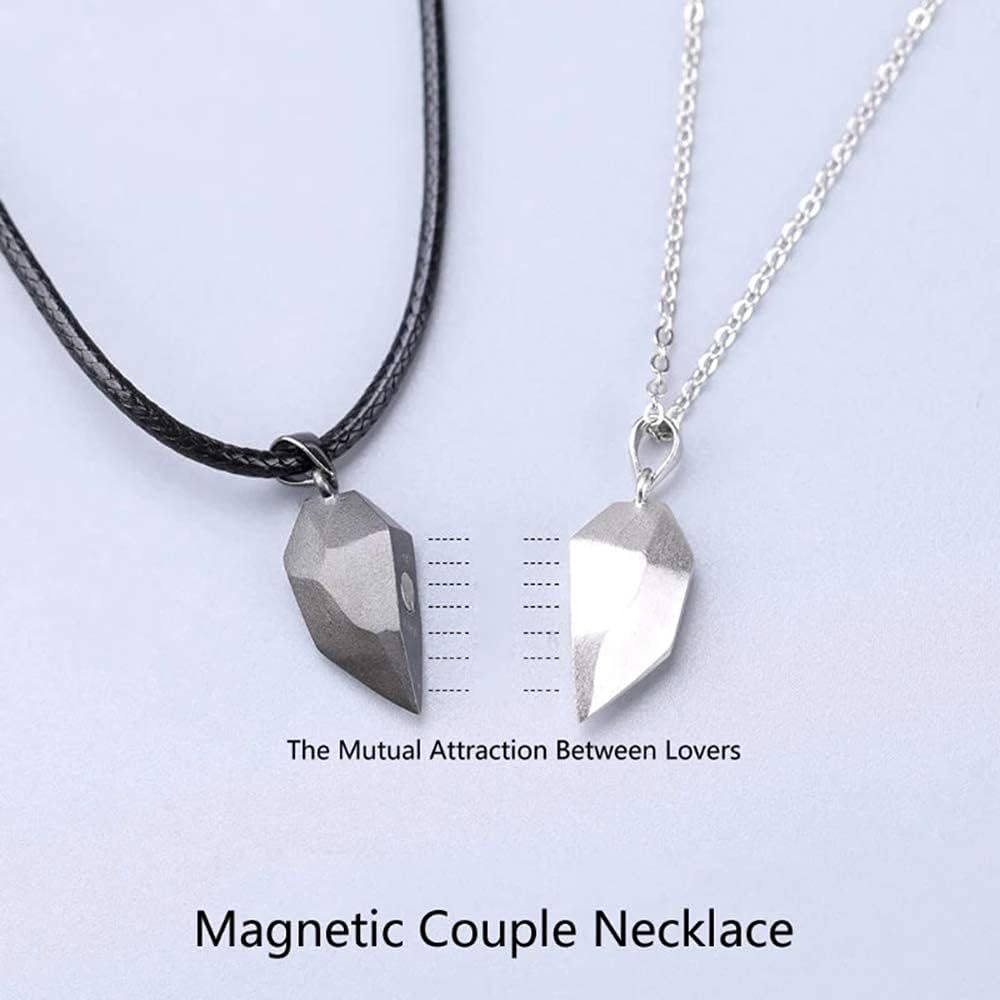À Ma Petite Amie -Collier breloque Coeur 2 Lettres personnalisés Avec aimant pour Couple