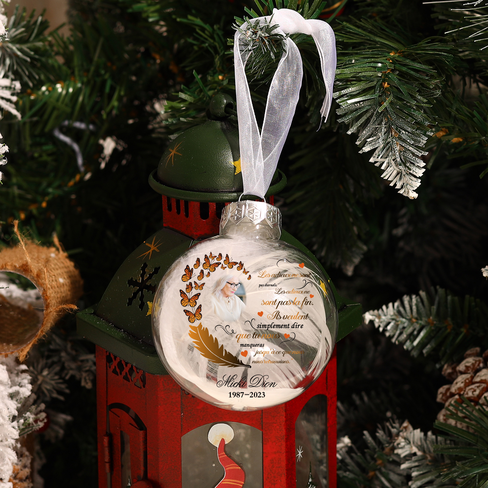 Boule transparente commémorative Ornements Prénom et Date Personnalisés avec Photo boule de noël | Jessemade